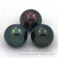 Lot de 3 Perles de Tahiti Semi-Rondes C de 8.9  9 mm