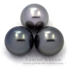 Lot de 3 Perles de Tahiti Rondes C de 13.5  13.7 mm