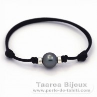 Bracelet en Coton Wax et 1 Perle de Tahiti Ronde C 10 mm