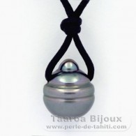 Collier en Coton Wax et 1 Perle de Tahiti Cercle C 13 mm