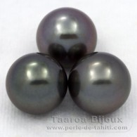 Lot de 3 Perles de Tahiti Rondes C de 11.5  11.9 mm