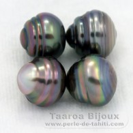 Lot de 4 Perles de Tahiti Cercles C de 9.5  9.7 mm