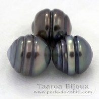 Lot de 3 Perles de Tahiti Cercles C de 9.5  9.9 mm