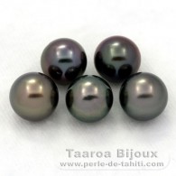 Lot de 5 Perles de Tahiti Rondes C de 8  8.4 mm