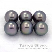 Lot de 6 Perles de Tahiti Rondes C de 8.5  8.9 mm