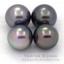 Lot de 4 Perles de Tahiti Rondes C de 9.1  9.4 mm