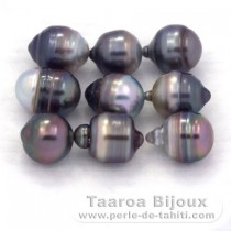 Lot de 9 Perles de Tahiti Cercles C/D de 8  8.4 mm