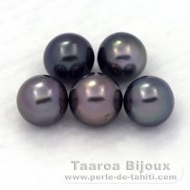 Lot de 5 Perles de Tahiti Rondes D de 8  8.4 mm