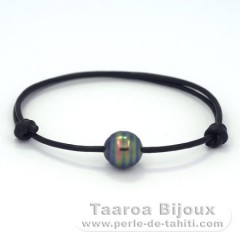 Bracelet en Cuir et 1 Perle de Tahiti Cercle C 10 mm