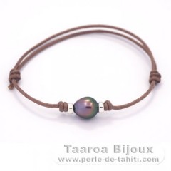 Bracelet en Coton Wax et 1 Perle de Tahiti Semi-Baroque B 8 mm
