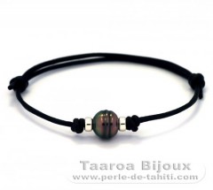 Bracelet en Cuir et 1 Perle de Tahiti Cercle C 10.1 mm