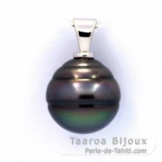 Pendentif en Argent et 1 Perle de Tahiti Cercle B/C 13 mm