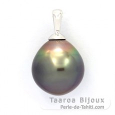 Pendentif en Argent et 1 Perle de Tahiti Semi-Baroque B 11.5 mm