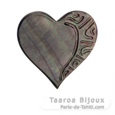 Forme coeur en Nacre de Tahiti grave - 26 x 26 mm