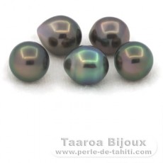 Lot de 5 Perles de Tahiti Semi-Baroques C de 9  9.4 mm