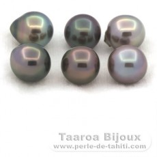 Lot de 6 Perles de Tahiti Semi-Baroques C de 9.7  9.9 mm