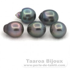Lot de 5 Perles de Tahiti Semi-Baroques C de 9.7  9.8 mm