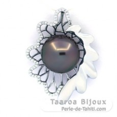 Pendentif en Argent et 1 Perle de Tahiti Semi-Baroque B 12.7 mm
