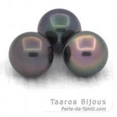 Lot de 3 Perles de Tahiti Semi-Rondes C de 10.7  10.8 mm