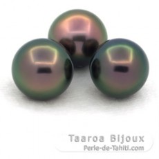 Lot de 3 Perles de Tahiti Semi-Rondes C de 11  11.3 mm