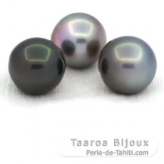 Lot de 3 Perles de Tahiti Semi-Baroques C de 12.4  12.6 mm