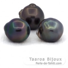 Lot de 3 Perles de Tahiti Baroques D de 12.5  12.7 mm