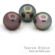 Lot de 3 Perles de Tahiti Semi-Rondes C de 12.5  12.7 mm