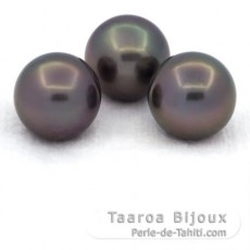 Lot de 3 Perles de Tahiti Semi-Rondes C de 12.6  12.8 mm