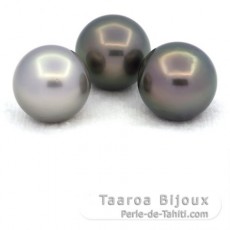 Lot de 3 Perles de Tahiti Rondes C de 12.5  12.8 mm