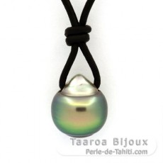 Collier en Cuir et 1 Perle de Tahiti Cercle C 10.7 mm