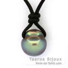 Collier en Cuir et 1 Perle de Tahiti Cercle C 11.8 mm