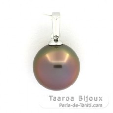 Pendentif en Or blanc 18K et 1 Perle de Tahiti Semi-Ronde B 10.4 mm