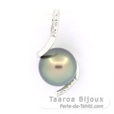 Pendentif en Argent et 1 Perle de Tahiti Ronde C 9.3 mm