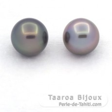 Lot de 2 Perles de Tahiti Semi-Rondes C de 10.4  10.6 mm