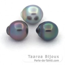 Lot de 3 Perles de Tahiti Semi-Baroques C de 11  11.4 mm
