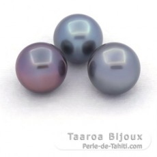Lot de 3 Perles de Tahiti Semi-Baroques C de 11  11.4 mm