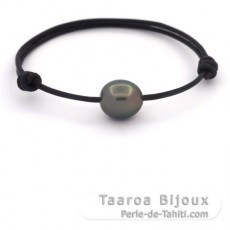 Bracelet en Cuir et 1 Perle de Tahiti Semi-Baroque C 11.3 mm