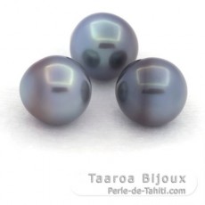 Lot de 3 Perles de Tahiti Semi-Baroques B de 10.8  10.9 mm