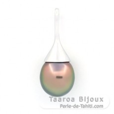 Pendentif en Argent et 1 Perle de Tahiti Semi-Baroque B 10.9 mm