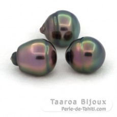 Lot de 3 Perles de Tahiti Cercles C de 11  11.4 mm