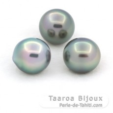 Lot de 3 Perles de Tahiti Semi-Baroques C de 9.6  9.9 mm