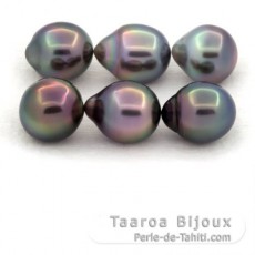 Lot de 6 Perles de Tahiti Semi-Baroques B de 9.6  9.8 mm
