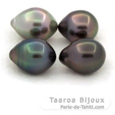 Lot de 4 Perles de Tahiti Semi-Baroques B/C de 9.6  9.9 mm