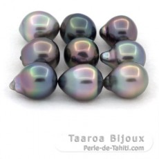 Lot de 9 Perles de Tahiti Semi-Baroques B de 9.5  9.7 mm
