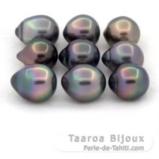 Lot de 9 Perles de Tahiti Semi-Baroques B/C de 10  10.3 mm