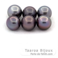 Lot de 6 Perles de Tahiti Rondes et Semi-Rondes C de 9.2  9.4 mm