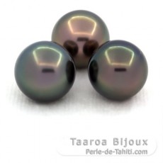 Lot de 3 Perles de Tahiti Rondes C de 11  11.2 mm