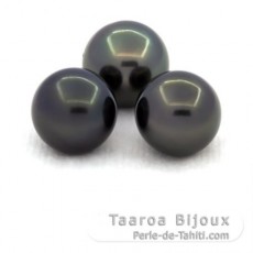 Lot de 3 Perles de Tahiti Rondes C de 10  10.4 mm