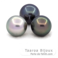 Lot de 3 Perles de Tahiti Rondes C de 11.2  11.4 mm