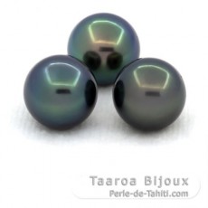 Lot de 3 Perles de Tahiti Rondes C de 10  10.2 mm